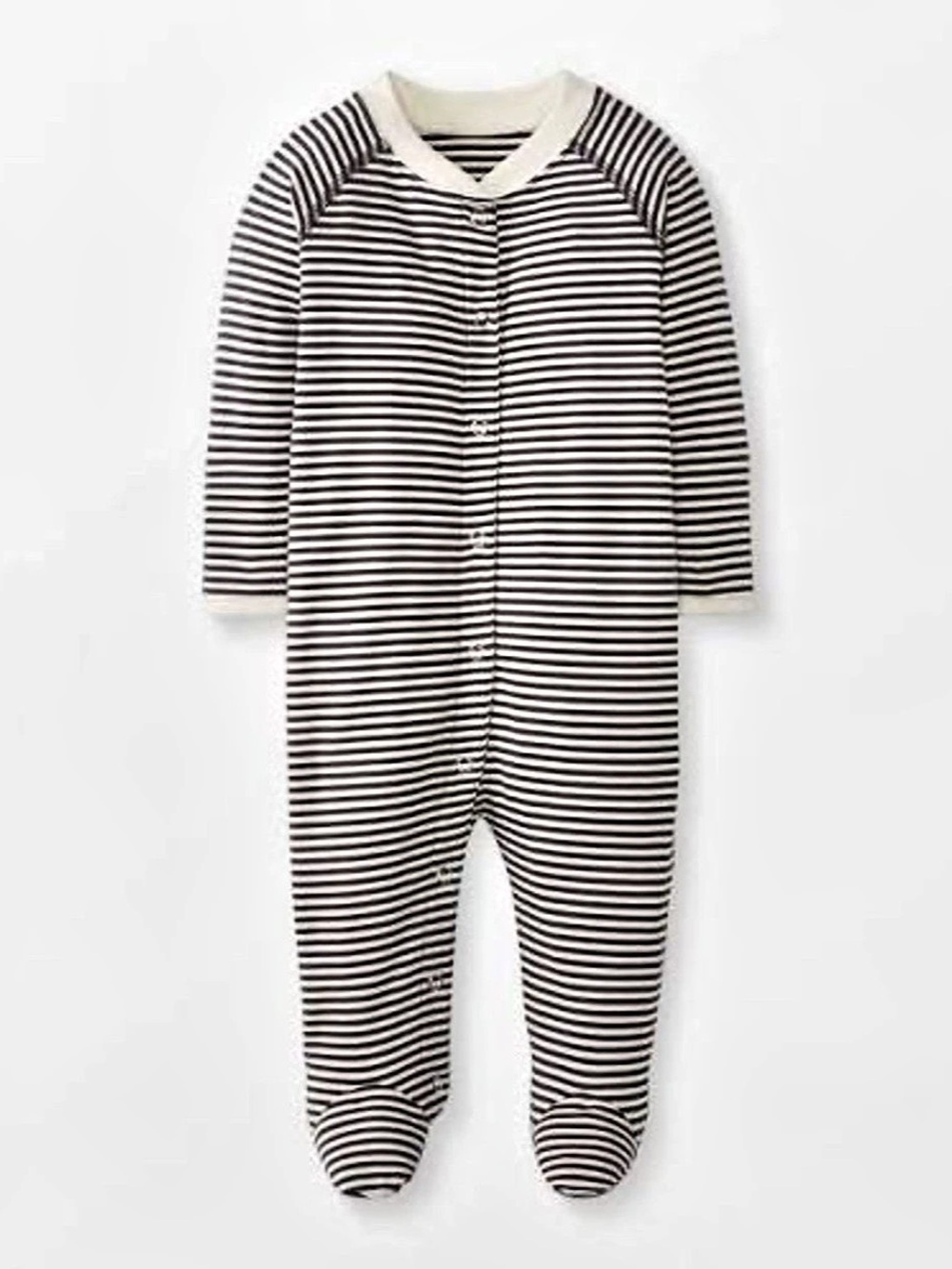 New Hanna Andersson Striped Snap Footed Sleeper Black & White Baby 3-6 mos